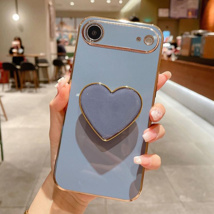 For iPhone Air Electroplating Love Heart Holder TPU Phone Case