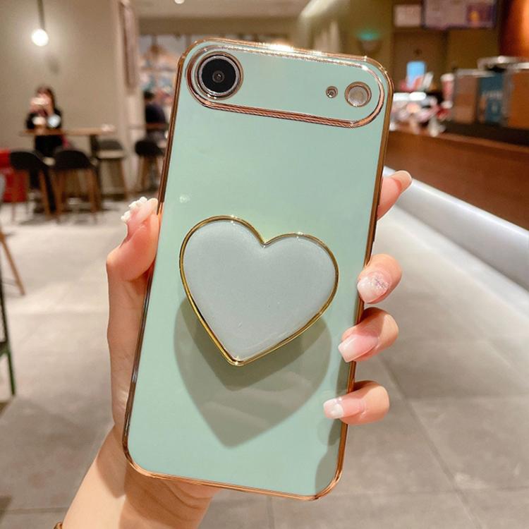 For iPhone Air Electroplating Love Heart Holder TPU Phone Case