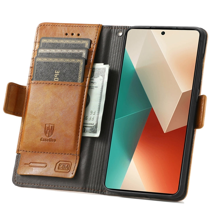For Xiaomi Redmi Note 13 4G CaseNeo Splicing Dual Magnetic Buckle Leather Phone Case