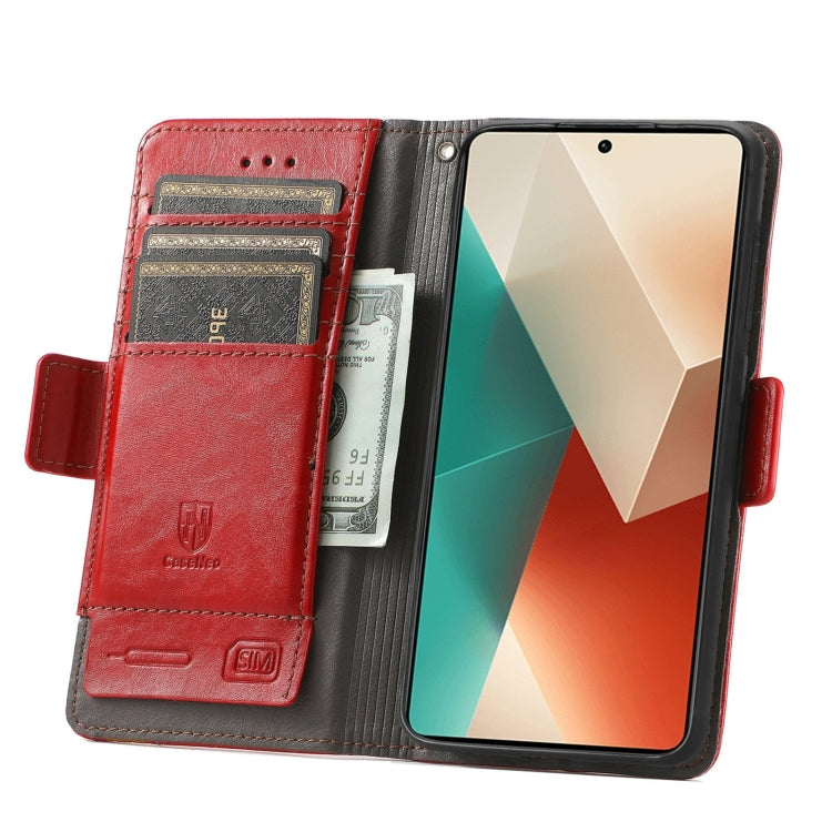 For Xiaomi Redmi Note 13 4G CaseNeo Splicing Dual Magnetic Buckle Leather Phone Case