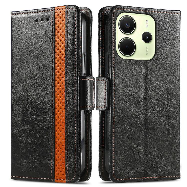 For Redmi Note 14 4G 164.84mm CaseNeo Splicing Dual Magnetic Buckle Leather Phone Case