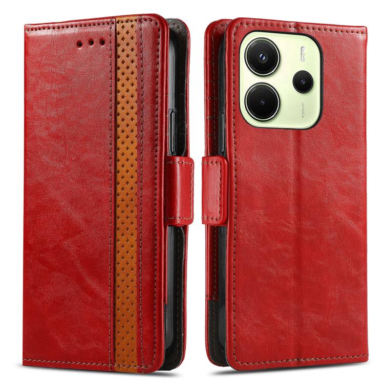 For Redmi Note 14 4G 163.25mm CaseNeo Splicing Dual Magnetic Buckle Leather Phone Case