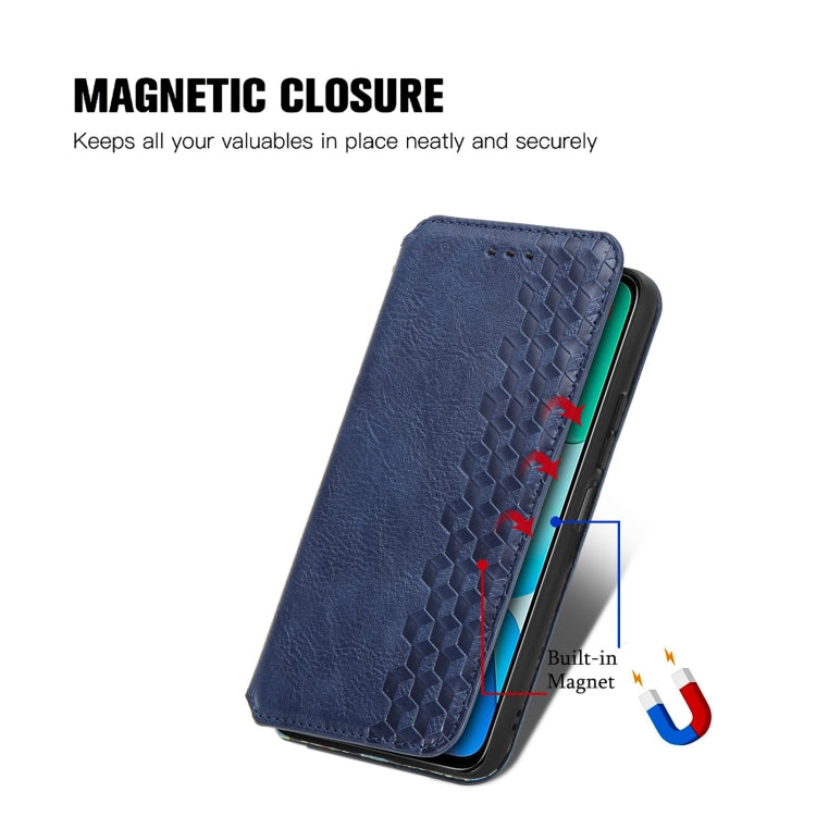 For Redmi 13 4G Cubic Grid Pressed Magnetic Leather Phone Case