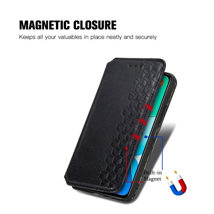 For Redmi 13 4G Cubic Grid Pressed Magnetic Leather Phone Case