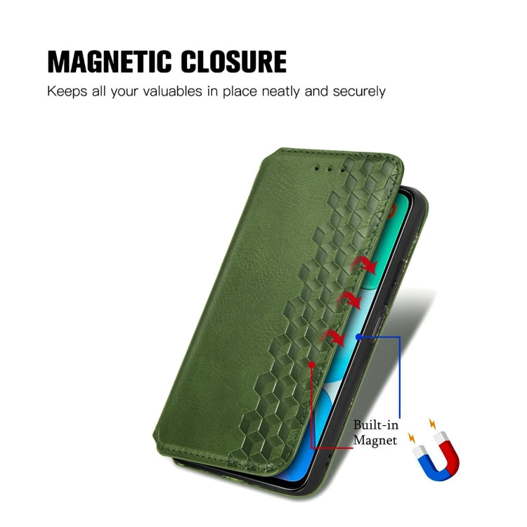 For Redmi 13 4G Cubic Grid Pressed Magnetic Leather Phone Case