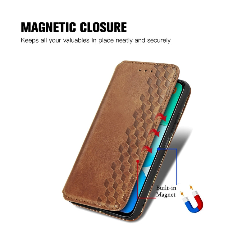 For Redmi 13 4G Cubic Grid Pressed Magnetic Leather Phone Case