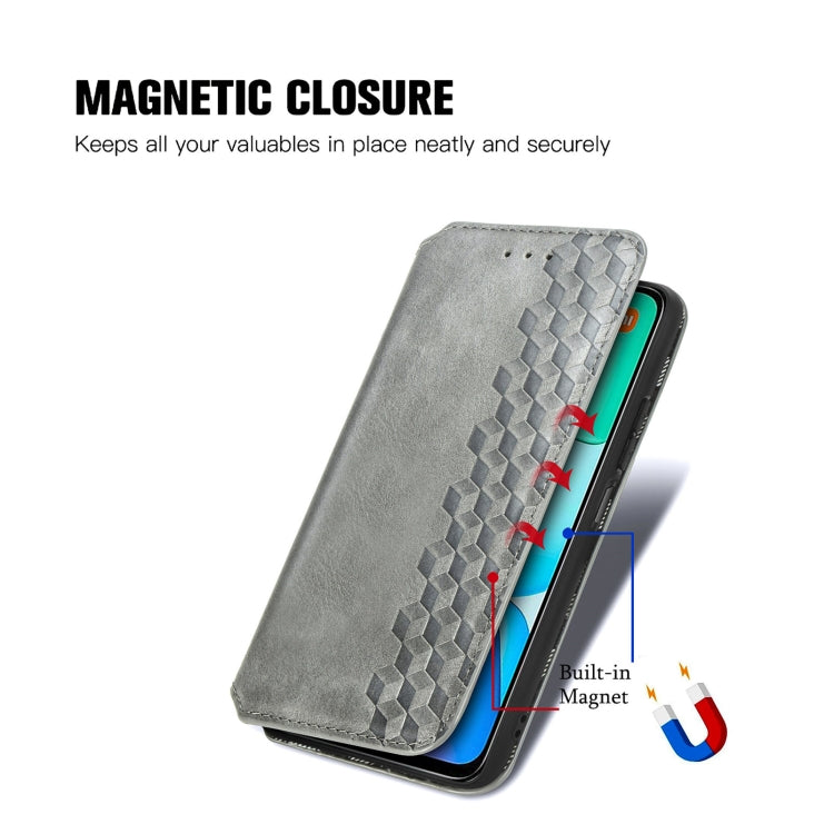 For Redmi 13 4G Cubic Grid Pressed Magnetic Leather Phone Case