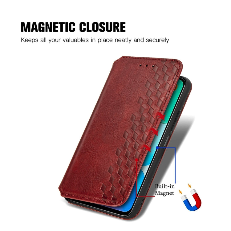 For Redmi 13 4G Cubic Grid Pressed Magnetic Leather Phone Case