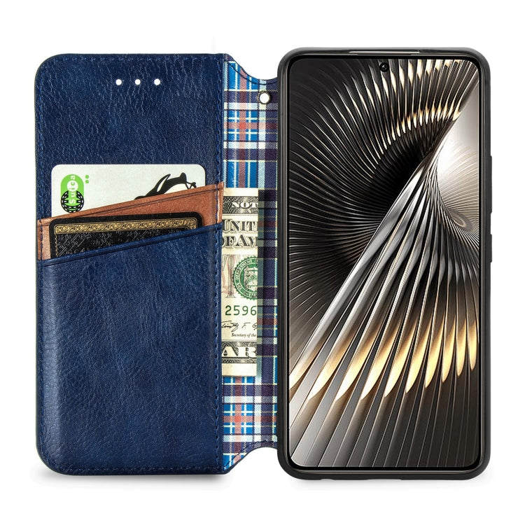 For Redmi Turbo 3 5G Cubic Grid Pressed Magnetic Leather Phone Case