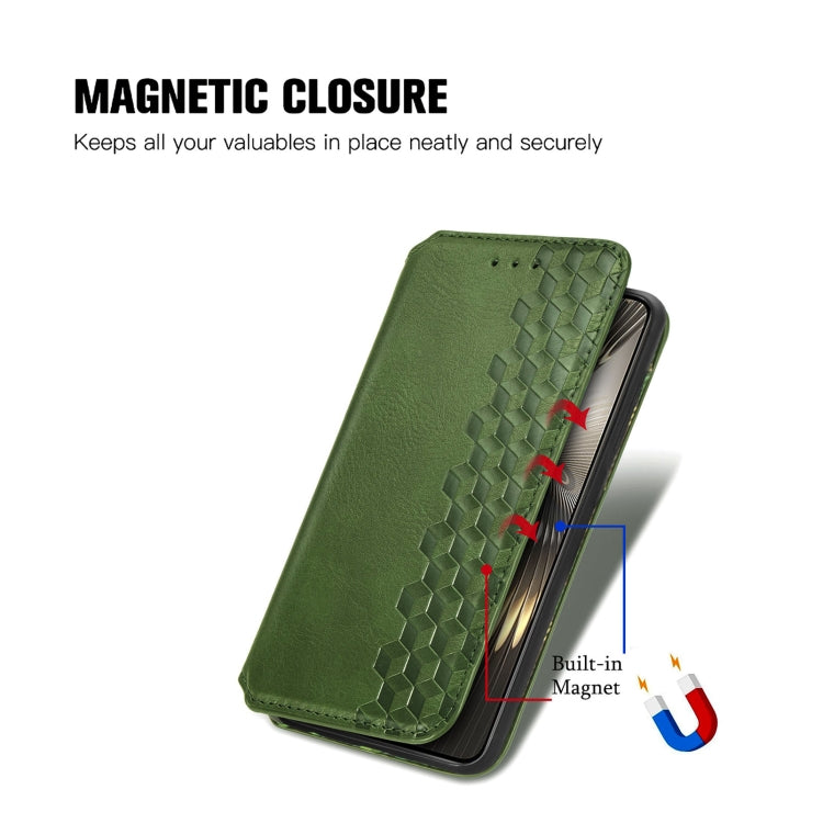For Redmi Turbo 3 5G Cubic Grid Pressed Magnetic Leather Phone Case