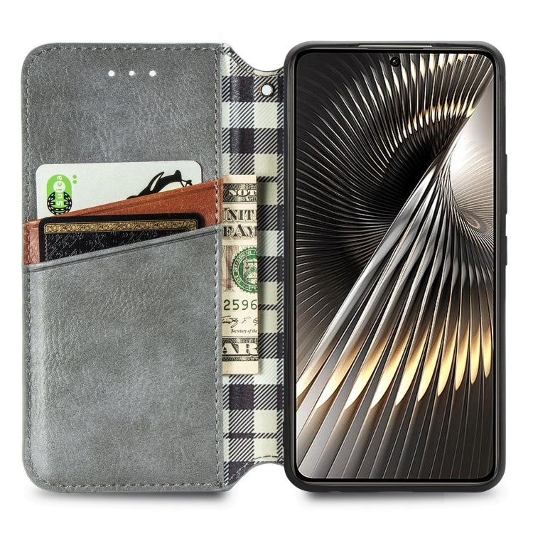 For Redmi Turbo 3 5G Cubic Grid Pressed Magnetic Leather Phone Case