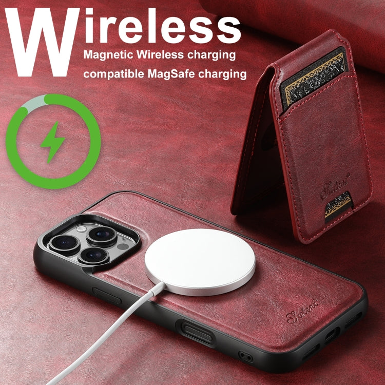 For iPhone 16 Suteni H15 MagSafe Oil Eax Leather Detachable Wallet Back Phone Case