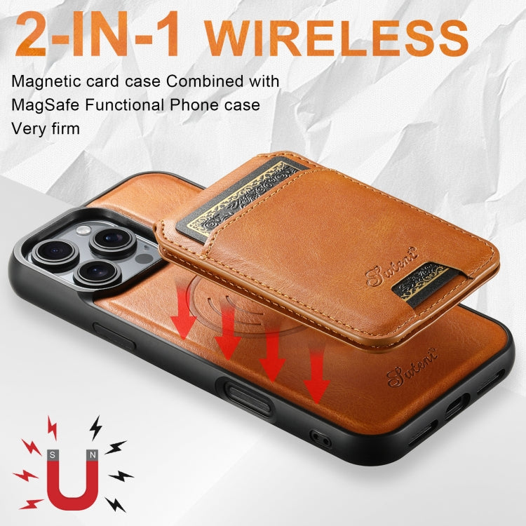 For iPhone 16 Suteni H15 MagSafe Oil Eax Leather Detachable Wallet Back Phone Case