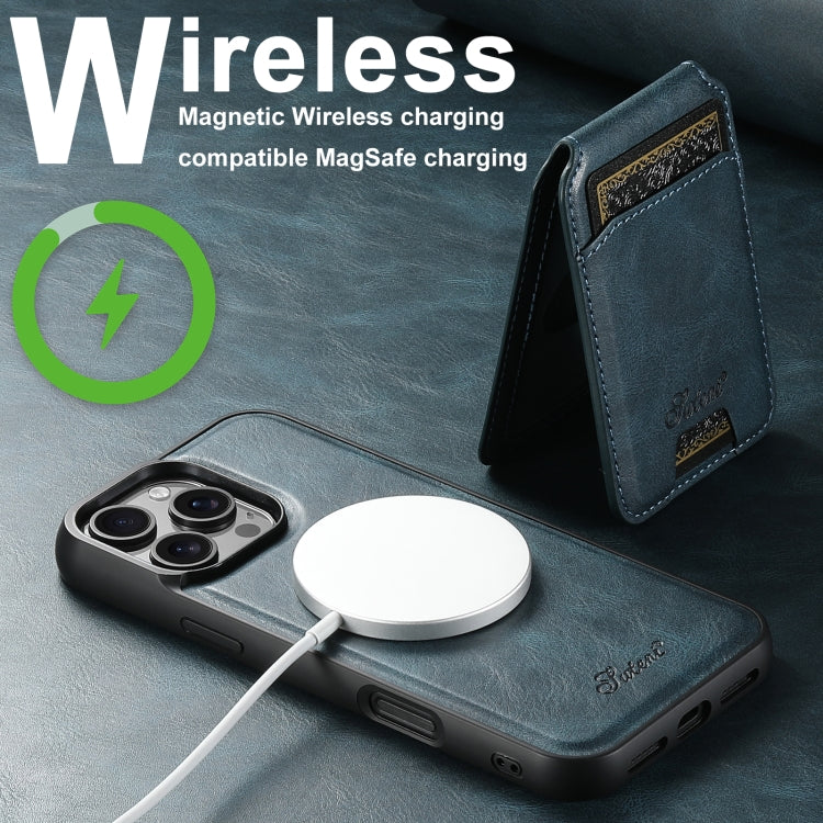 For iPhone 16 Plus Suteni H15 MagSafe Oil Eax Leather Detachable Wallet Back Phone Case