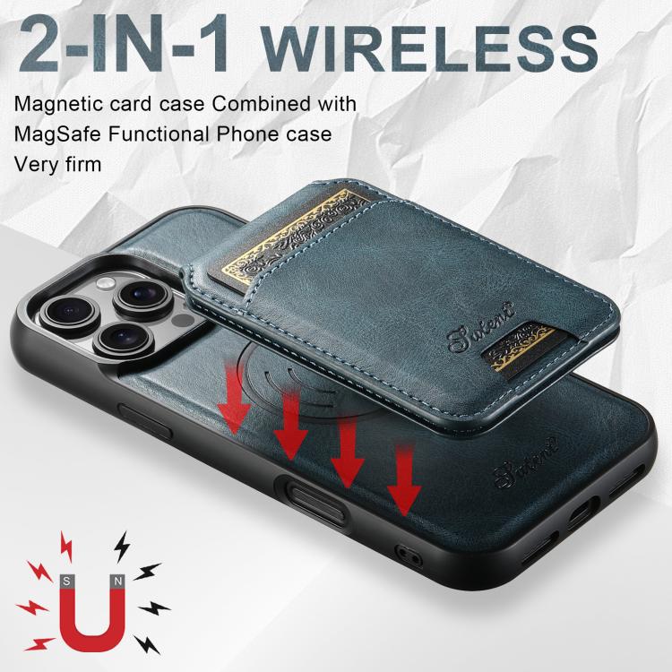 For iPhone 17 Pro Suteni H15 MagSafe Oil Eax Leather Detachable Wallet Back Phone Case