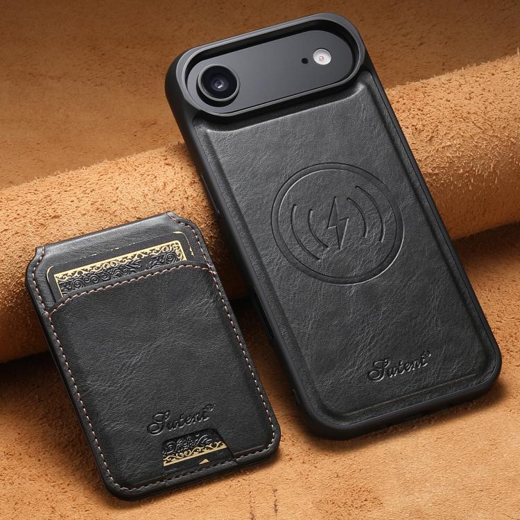 For iPhone Air Suteni H15 MagSafe Oil Eax Leather Detachable Wallet Back Phone Case