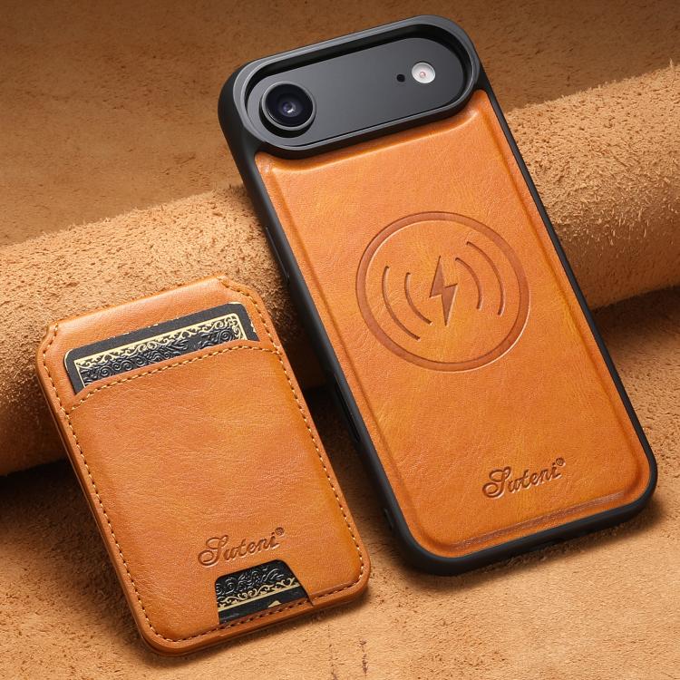 For iPhone Air Suteni H15 MagSafe Oil Eax Leather Detachable Wallet Back Phone Case