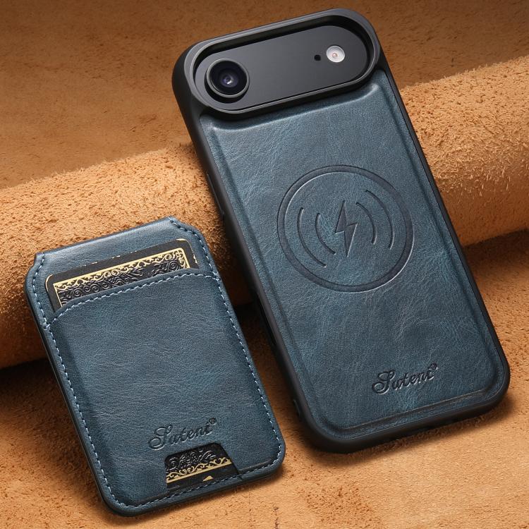For iPhone Air Suteni H15 MagSafe Oil Eax Leather Detachable Wallet Back Phone Case