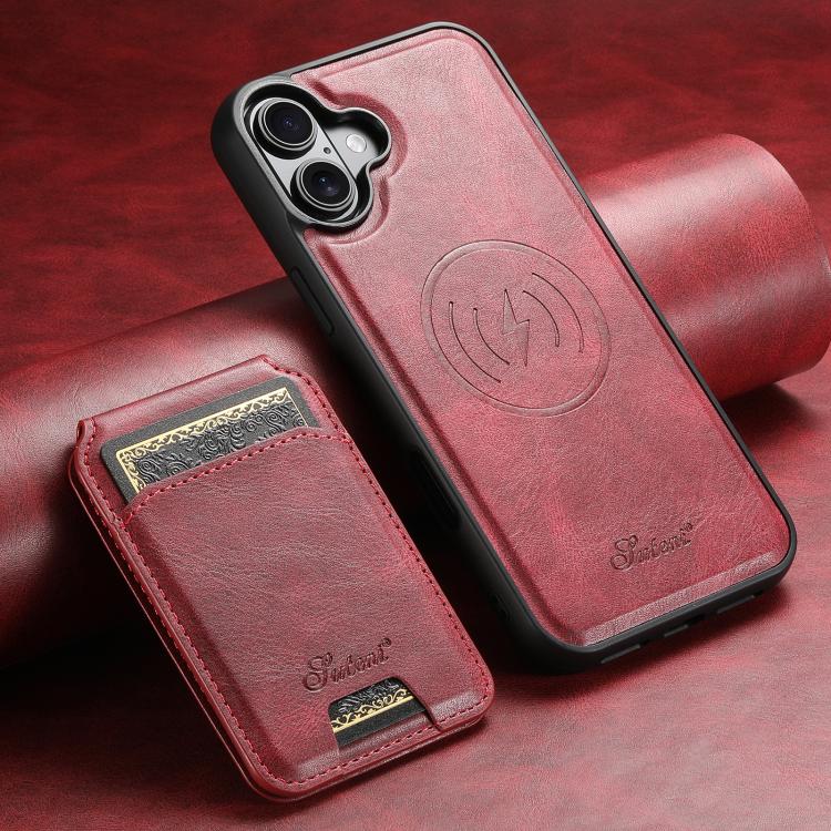 For iPhone 17 Suteni H15 MagSafe Oil Eax Leather Detachable Wallet Back Phone Case