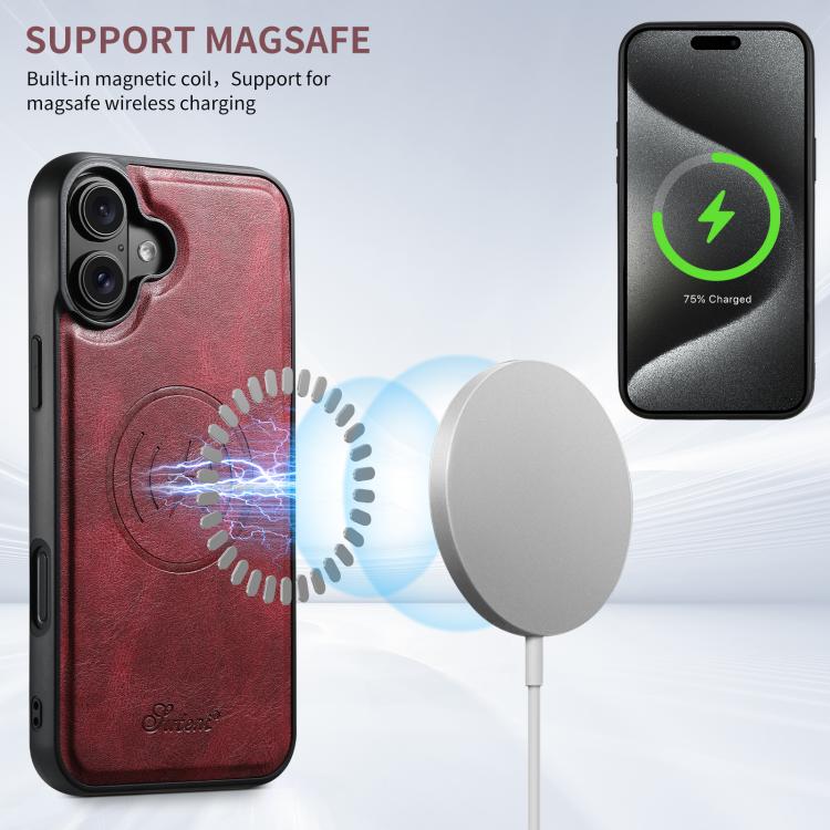 For iPhone 17 Suteni H15 MagSafe Oil Eax Leather Detachable Wallet Back Phone Case