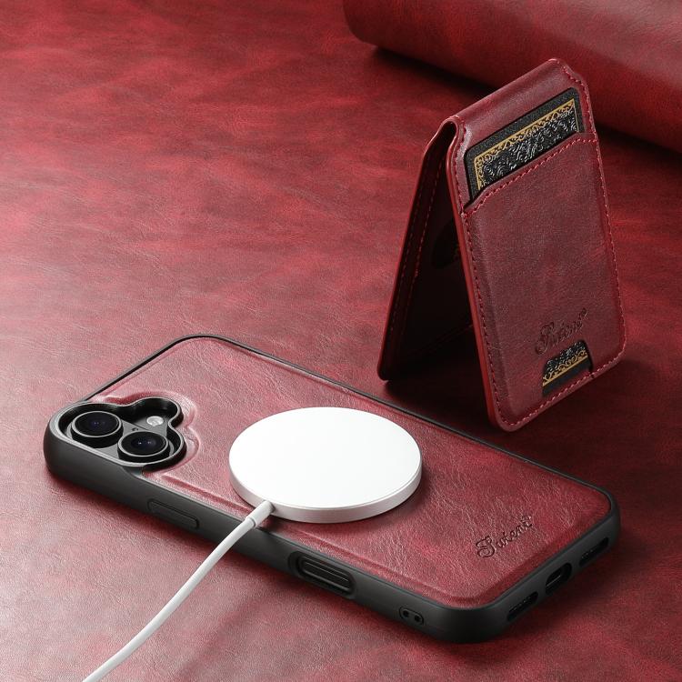 For iPhone 17 Suteni H15 MagSafe Oil Eax Leather Detachable Wallet Back Phone Case