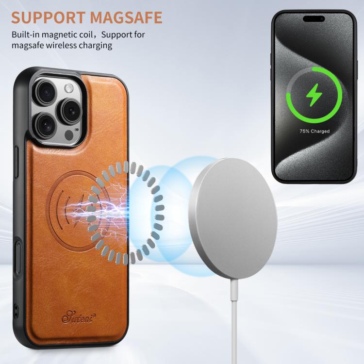For iPhone 17 Suteni H15 MagSafe Oil Eax Leather Detachable Wallet Back Phone Case