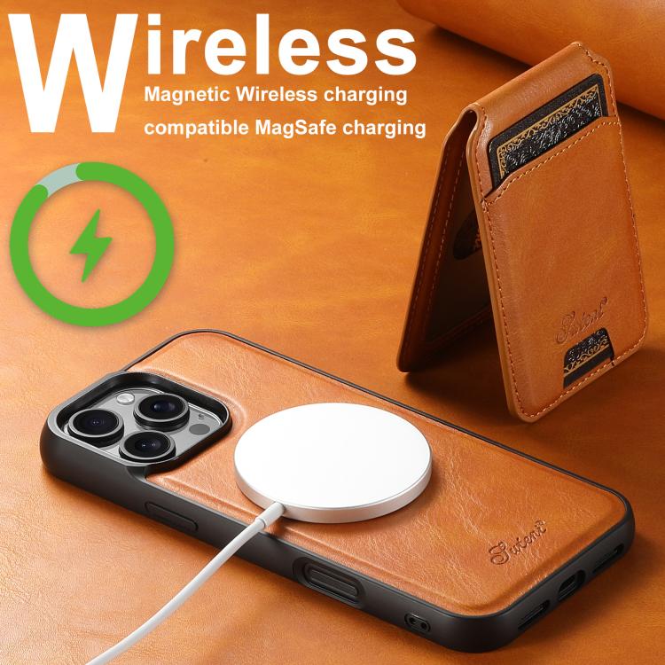 For iPhone 17 Suteni H15 MagSafe Oil Eax Leather Detachable Wallet Back Phone Case