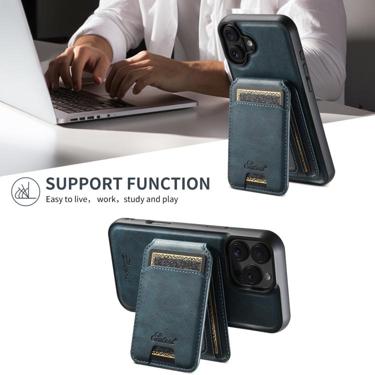 For iPhone 17 Suteni H15 MagSafe Oil Eax Leather Detachable Wallet Back Phone Case