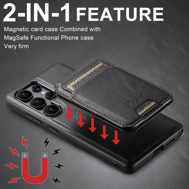 For Samsung Galaxy S25 Ultra 5G Suteni H15  Oil Eax Leather Detachable Wallet Back Phone Case