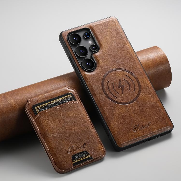For Samsung Galaxy S25 Ultra 5G Suteni H15  Oil Eax Leather Detachable Wallet Back Phone Case