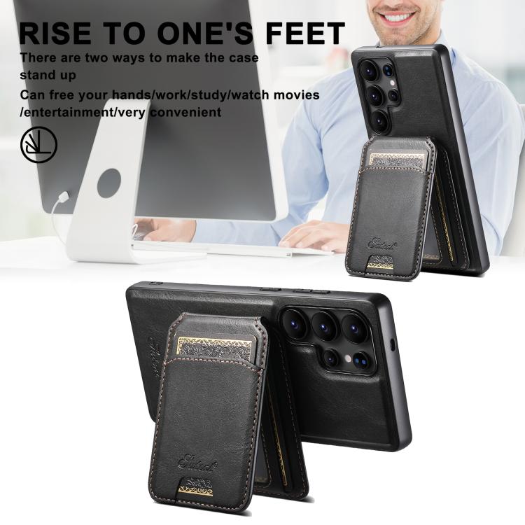 For Samsung Galaxy S25 Ultra 5G Suteni H15  Oil Eax Leather Detachable Wallet Back Phone Case
