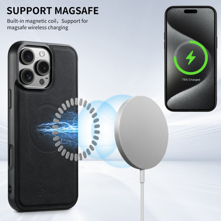 For iPhone 16 Pro Suteni H16 Litchi Texture Leather Detachable Wallet Back Phone Case
