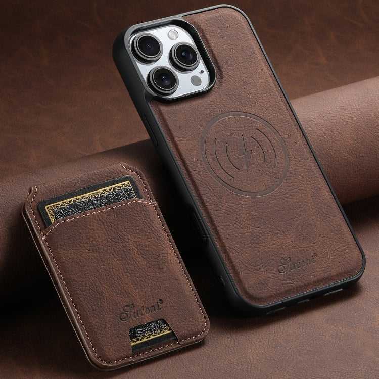 For iPhone 16 Pro Suteni H16 Litchi Texture Leather Detachable Wallet Back Phone Case