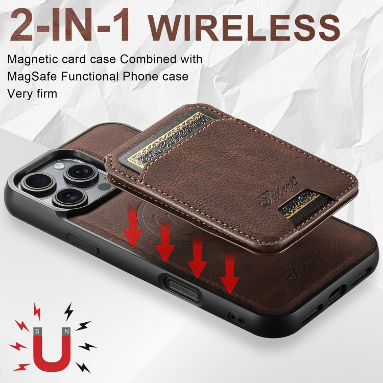 For iPhone 16 Pro Suteni H16 Litchi Texture Leather Detachable Wallet Back Phone Case