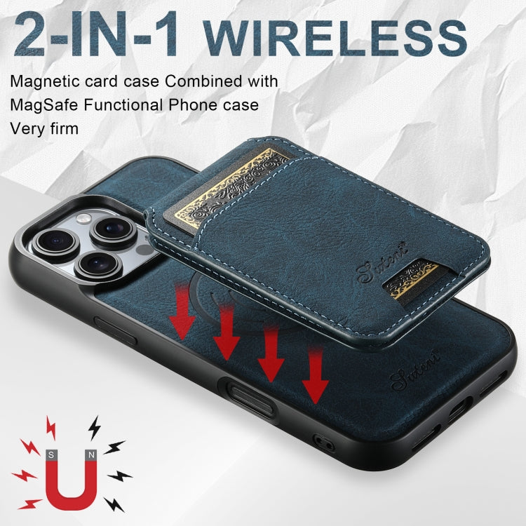 For iPhone 16 Pro Suteni H16 Litchi Texture Leather Detachable Wallet Back Phone Case