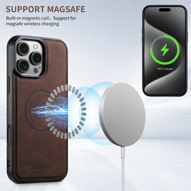 For iPhone 16 Plus Suteni H16 Litchi Texture Leather Detachable Wallet Back Phone Case