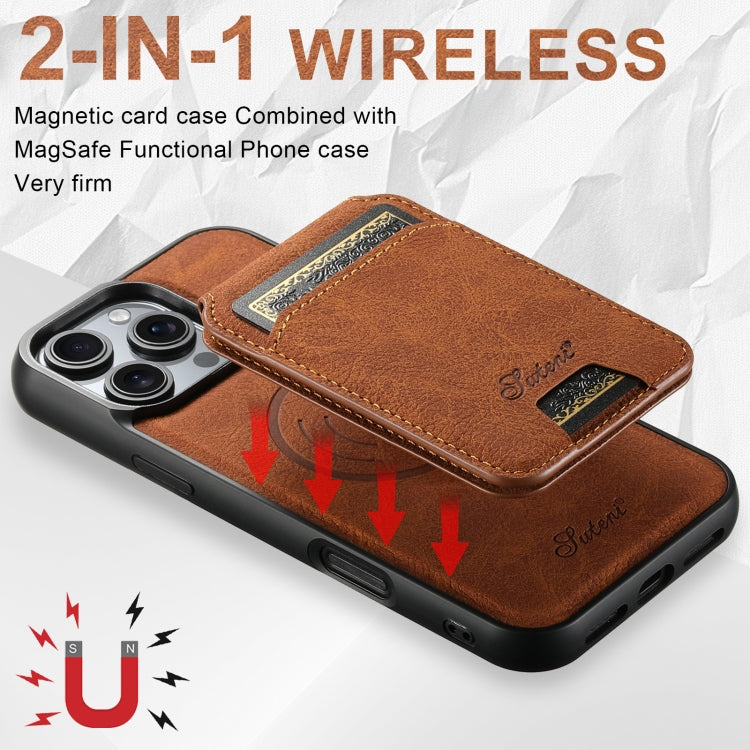 For iPhone 16 Plus Suteni H16 Litchi Texture Leather Detachable Wallet Back Phone Case