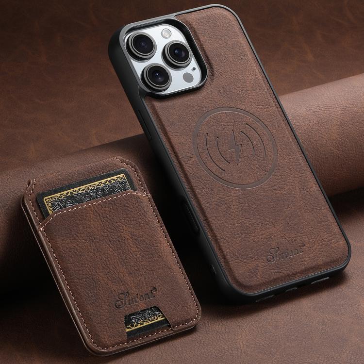 For iPhone 17e / 16e Suteni H16 Litchi Texture Leather Detachable Wallet Back Phone Case