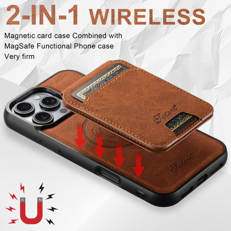 For iPhone 17e / 16e Suteni H16 Litchi Texture Leather Detachable Wallet Back Phone Case