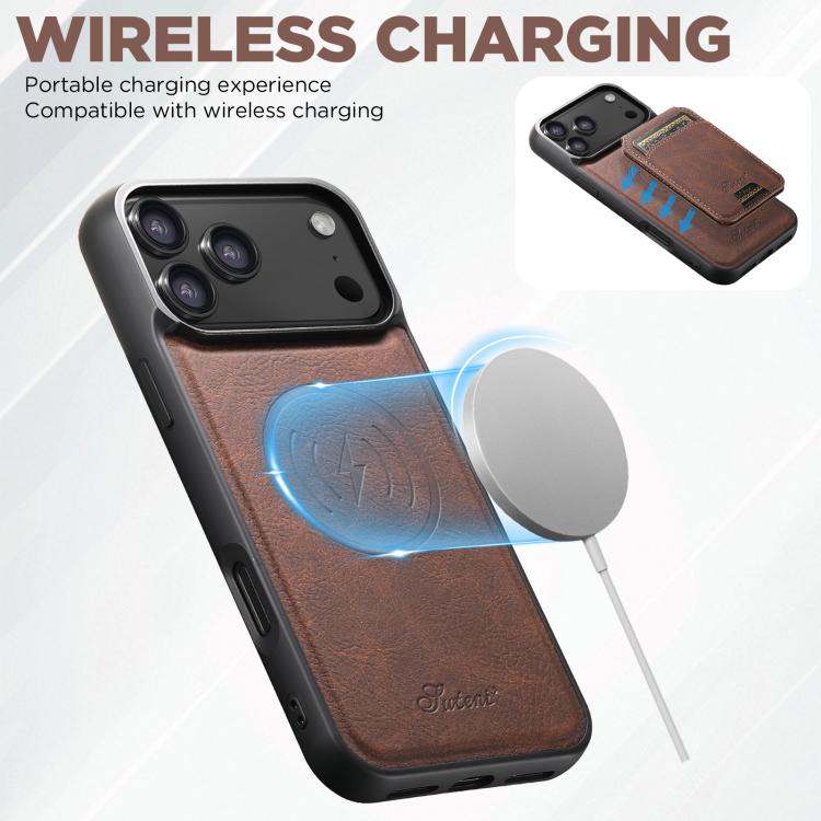 For iPhone 17 Pro Suteni H16 Litchi Texture Leather Detachable Wallet Back Phone Case