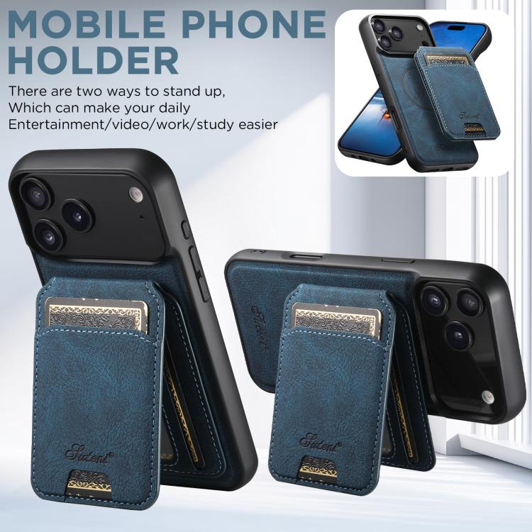 For iPhone 17 Pro Suteni H16 Litchi Texture Leather Detachable Wallet Back Phone Case