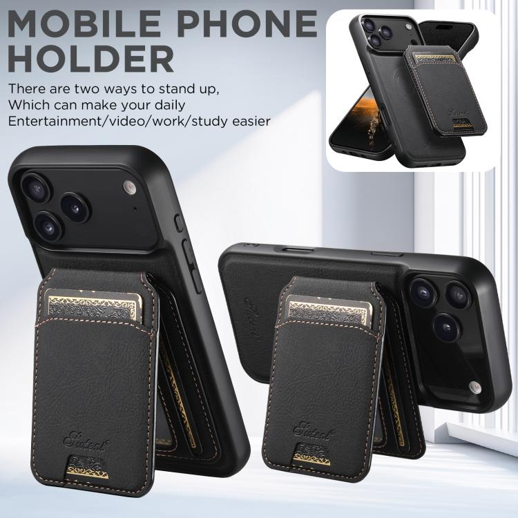 For iPhone 17 Suteni H16 Litchi Texture Leather Detachable Wallet Back Phone Case