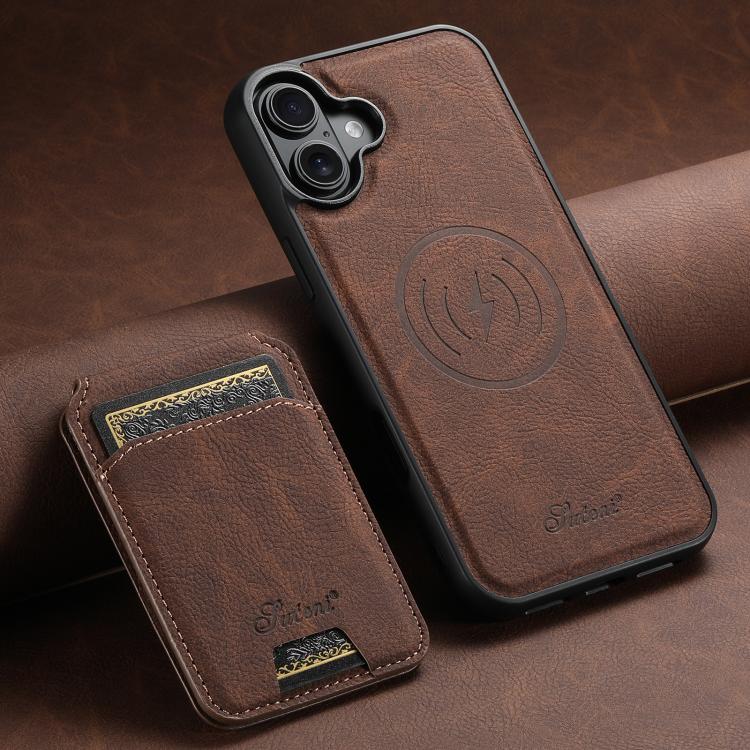 For iPhone 17 Suteni H16 Litchi Texture Leather Detachable Wallet Back Phone Case