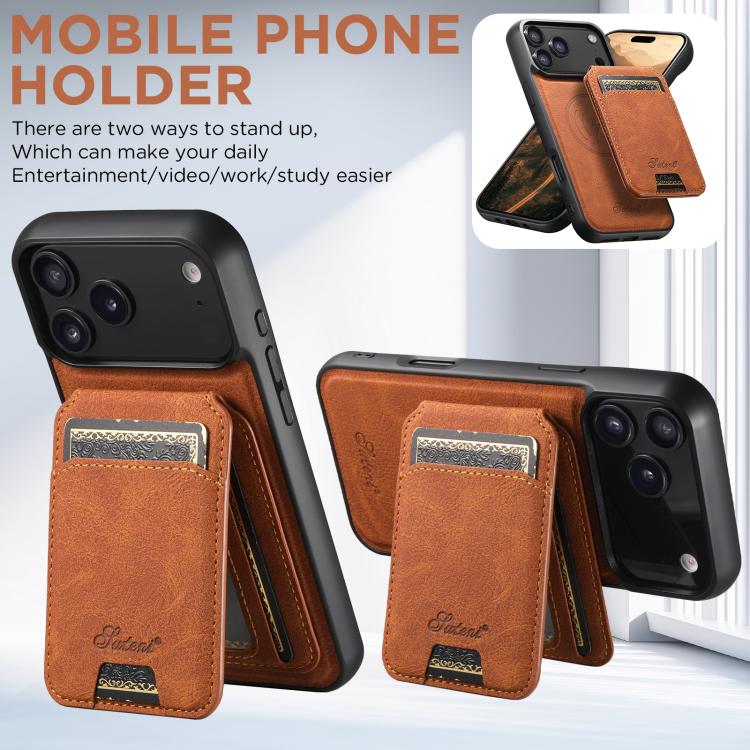 For iPhone 17 Suteni H16 Litchi Texture Leather Detachable Wallet Back Phone Case