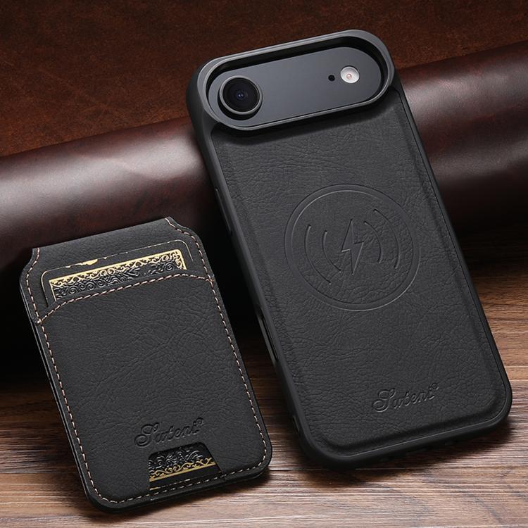 For iPhone Air Suteni H16 Litchi Texture Leather Detachable Wallet Back Phone Case