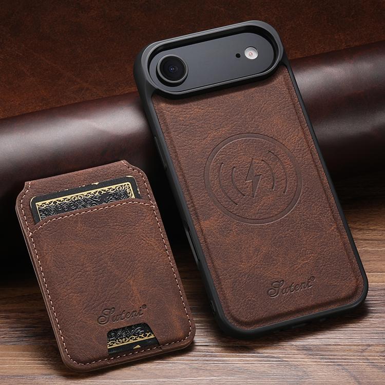 For iPhone Air Suteni H16 Litchi Texture Leather Detachable Wallet Back Phone Case