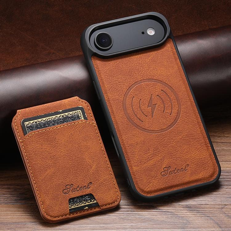 For iPhone Air Suteni H16 Litchi Texture Leather Detachable Wallet Back Phone Case