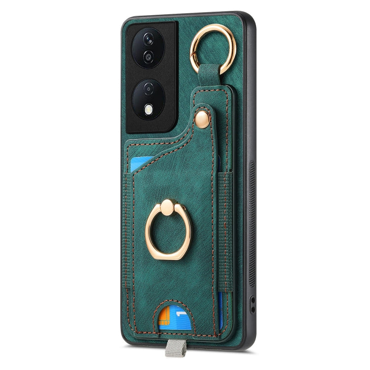 For Honor X7b Retro Skin-feel Ring Card Bag Phone Case with Hang Loop