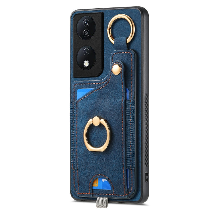 For Honor X7b Retro Skin-feel Ring Card Bag Phone Case with Hang Loop