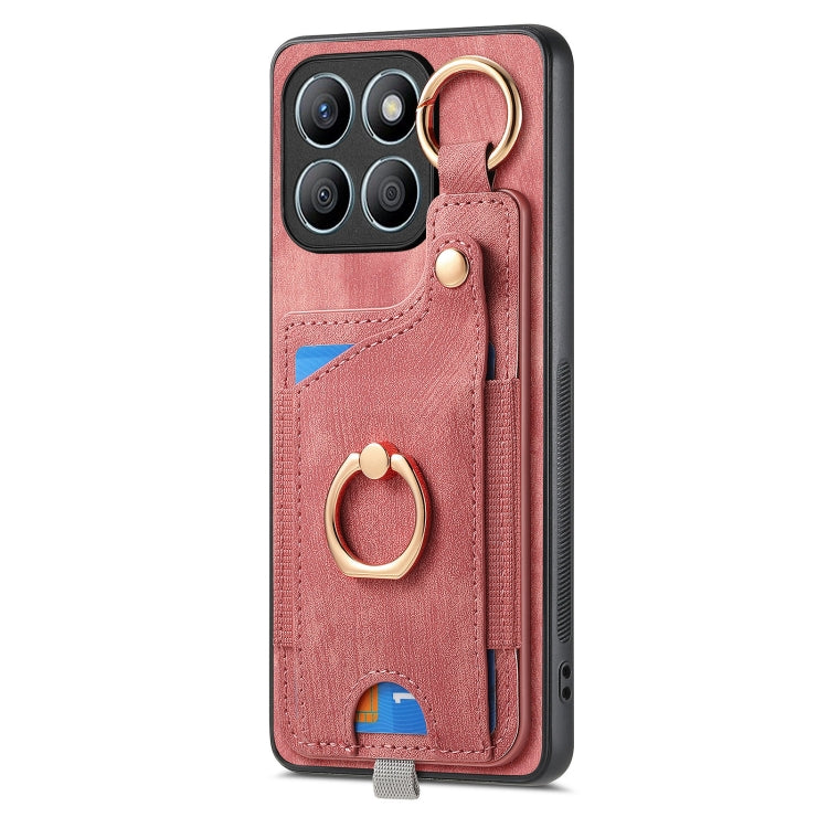 For Honor X8b Retro Skin-feel Ring Card Bag Phone Case with Hang Loop